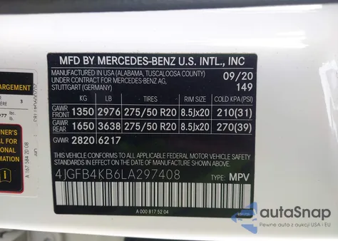 2020 Mercedes-Benz Gle 350 4Matic from USA, damaged, VIN 4JGFB4KB6LA297408